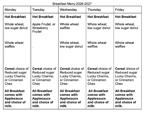 Breakfast Menu - Updated October 13th
