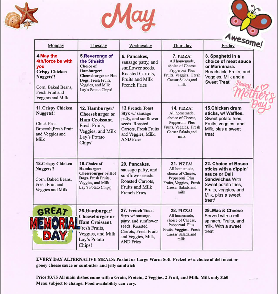 May Menu!