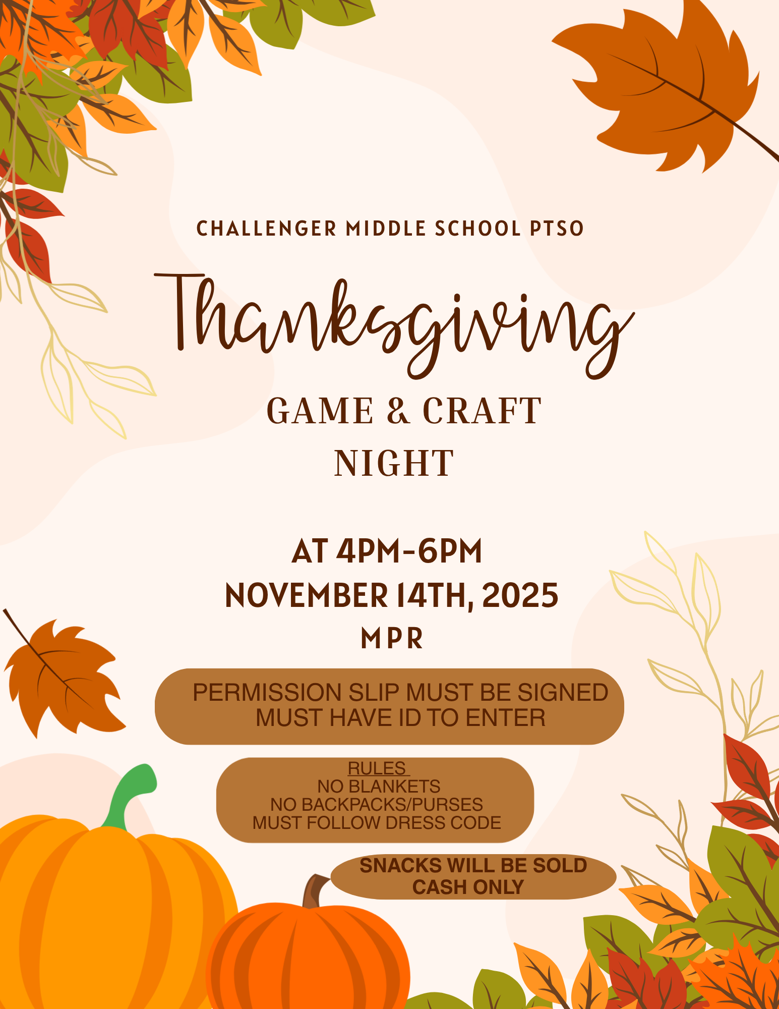Thanksgiving Game and Craft NIght