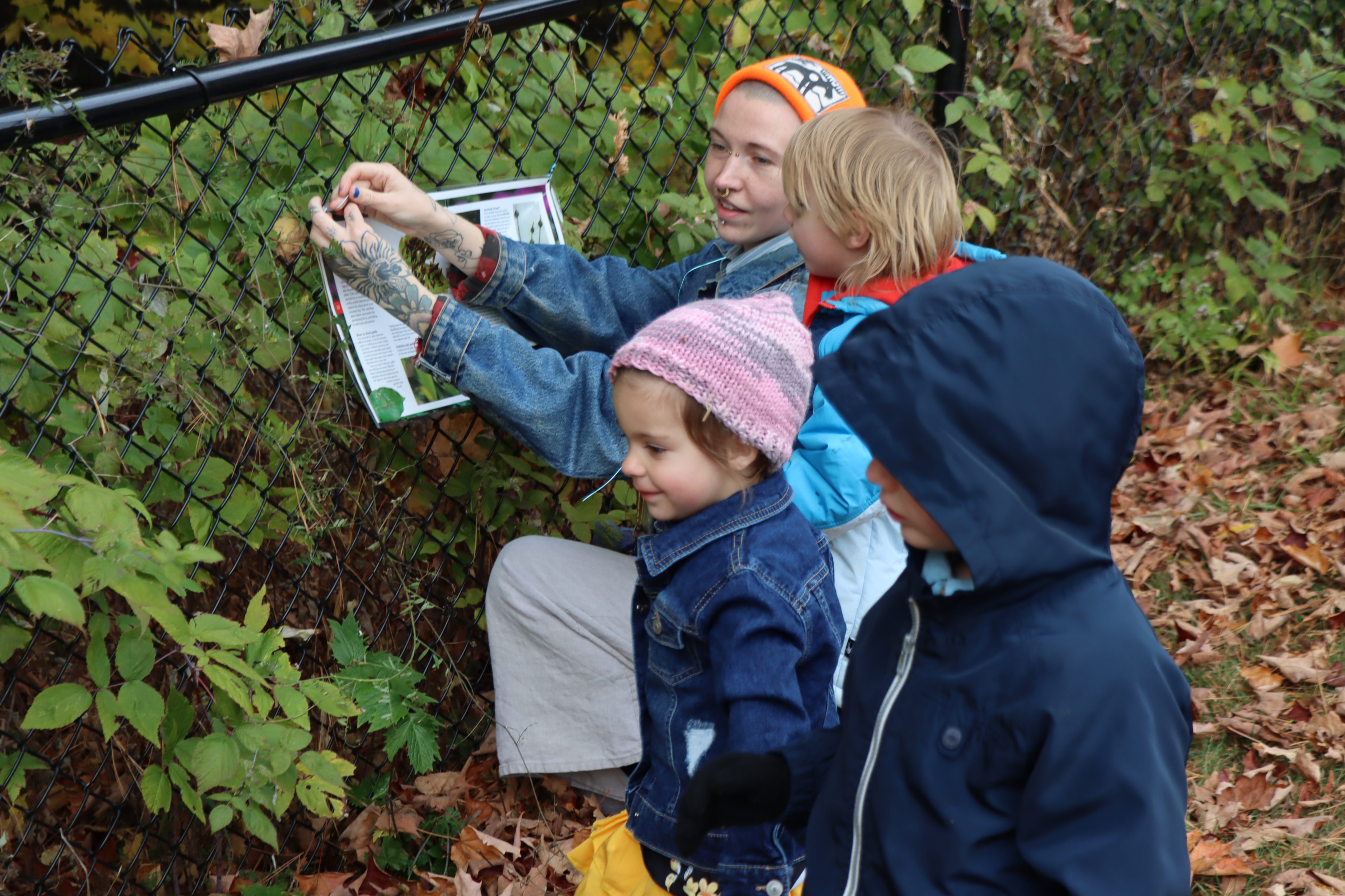 Students with teacher outdoors