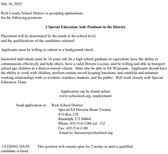SPED ED Opening