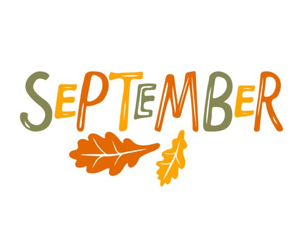 Green, yellow, red letters creating the word September