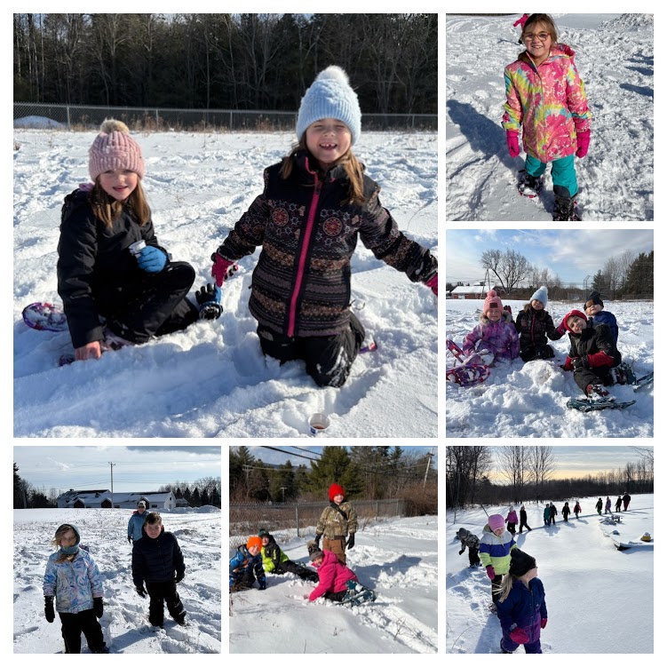 students snowshoeing
