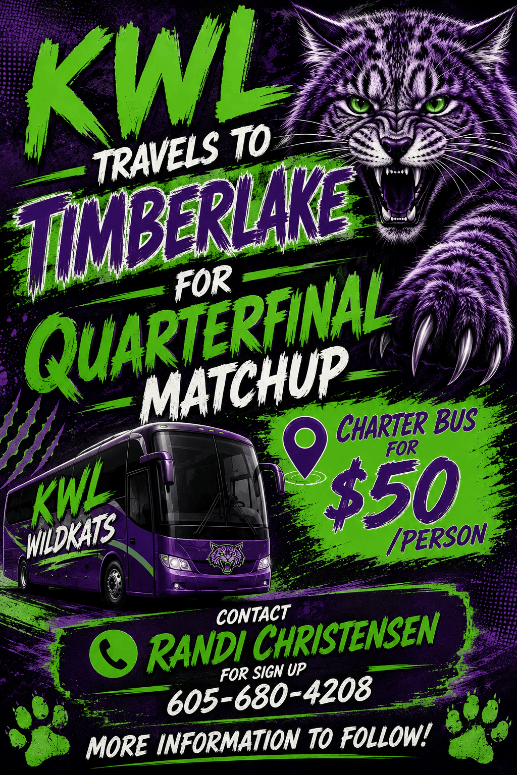 Fan Bus for Timber Lake Football Game