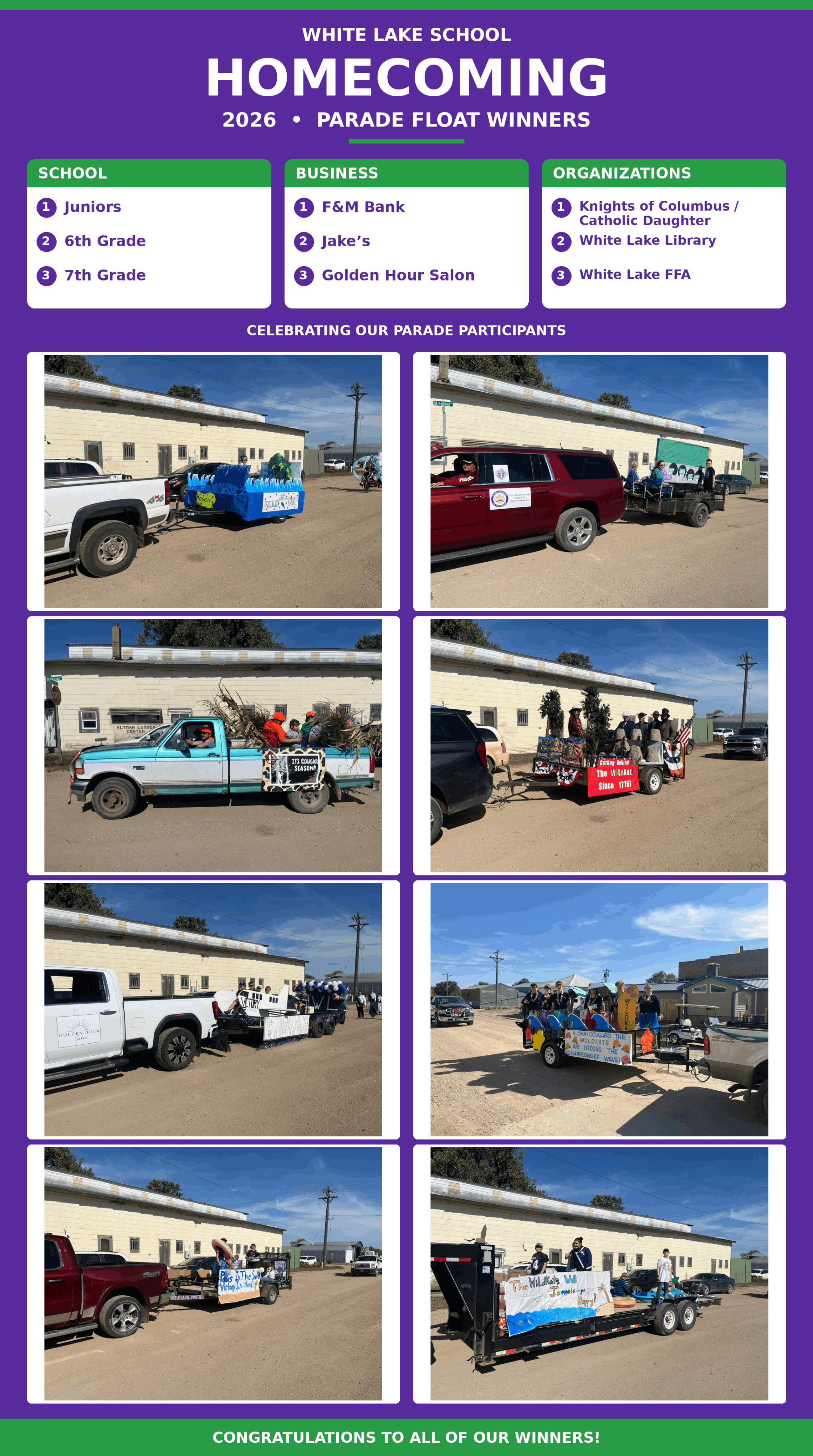 White Lake Homecoming Parade Float Winners