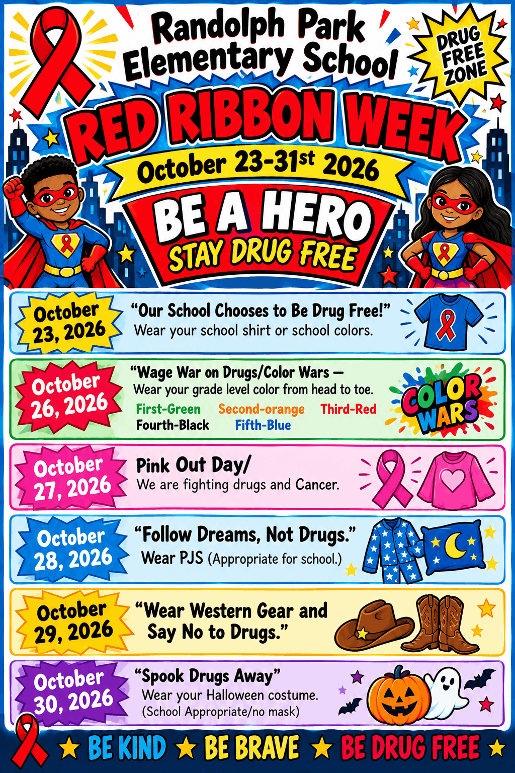 Red Ribbon Week Dress Up Days