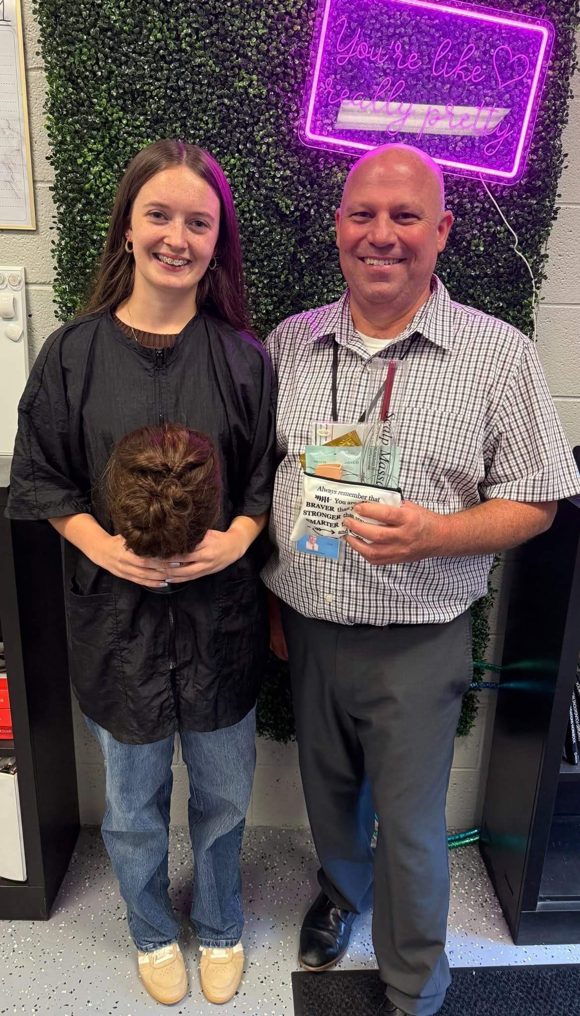 Blind Updo winner Madi Penix with Mr. Long