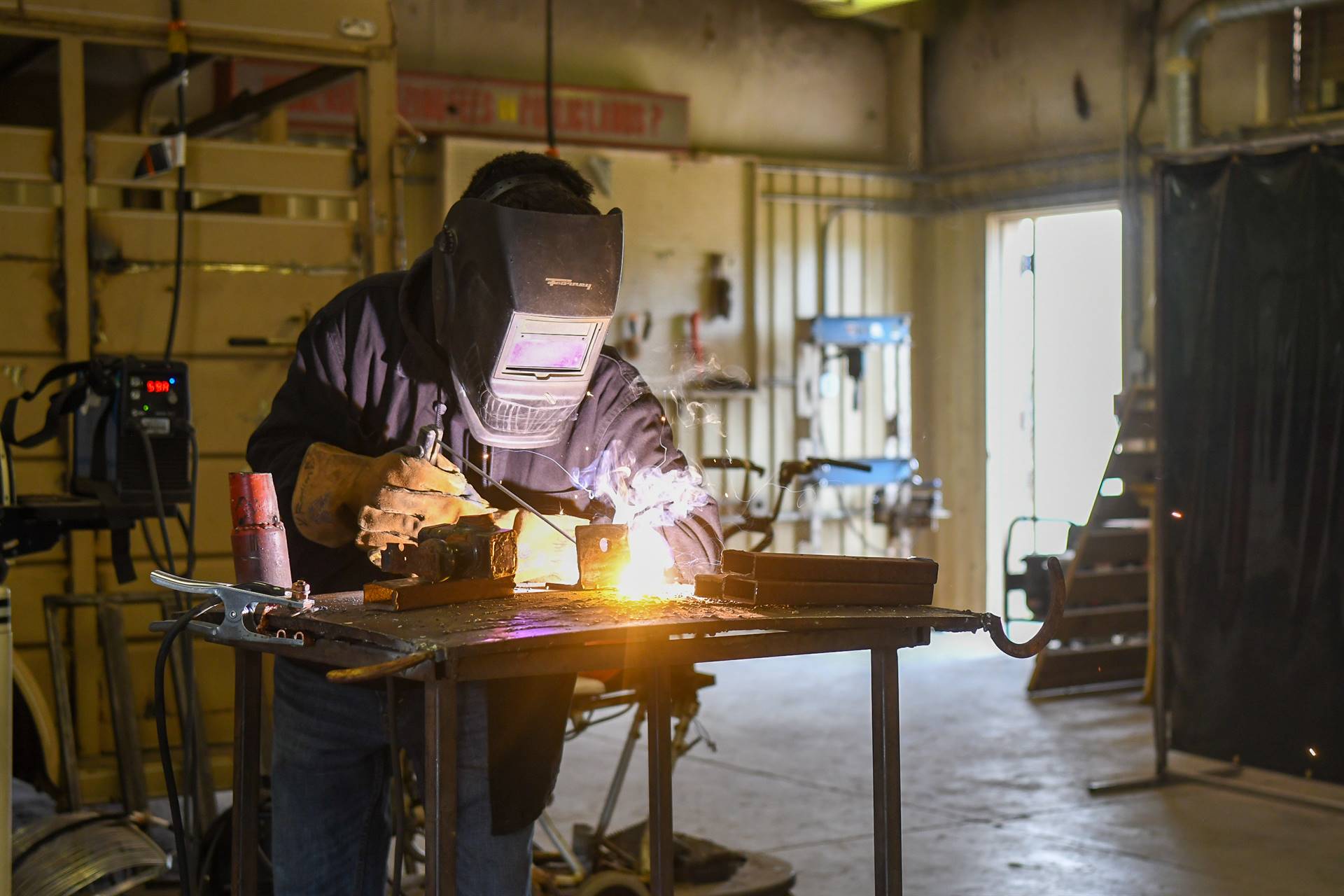 Student welding