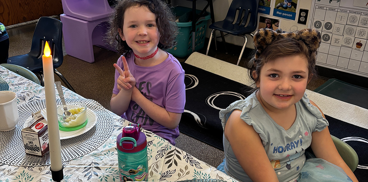 Craftsbury first graders enjoy grade-level PBIS recognition with a "Fancy "Lunch".