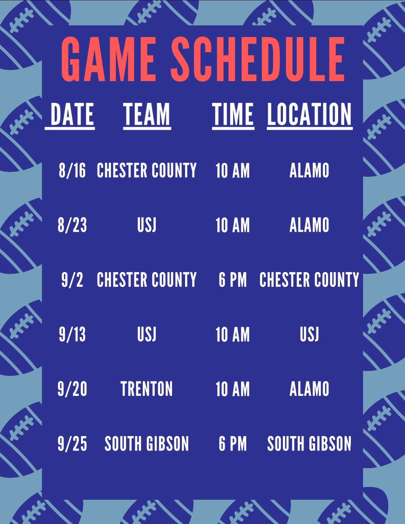 2025-26 ACS Football Schedule