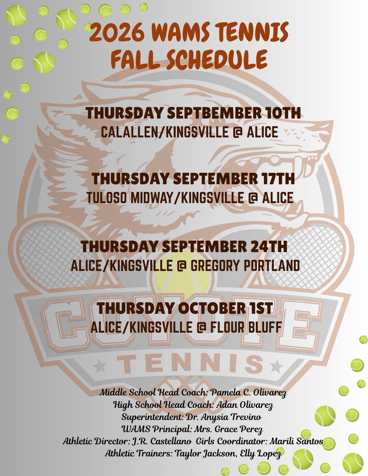 Tennis Schedule