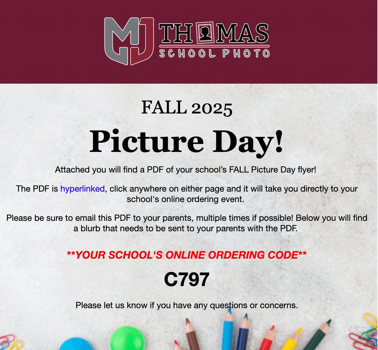GES 2025 Fall Student Picture Day is September 2nd!!