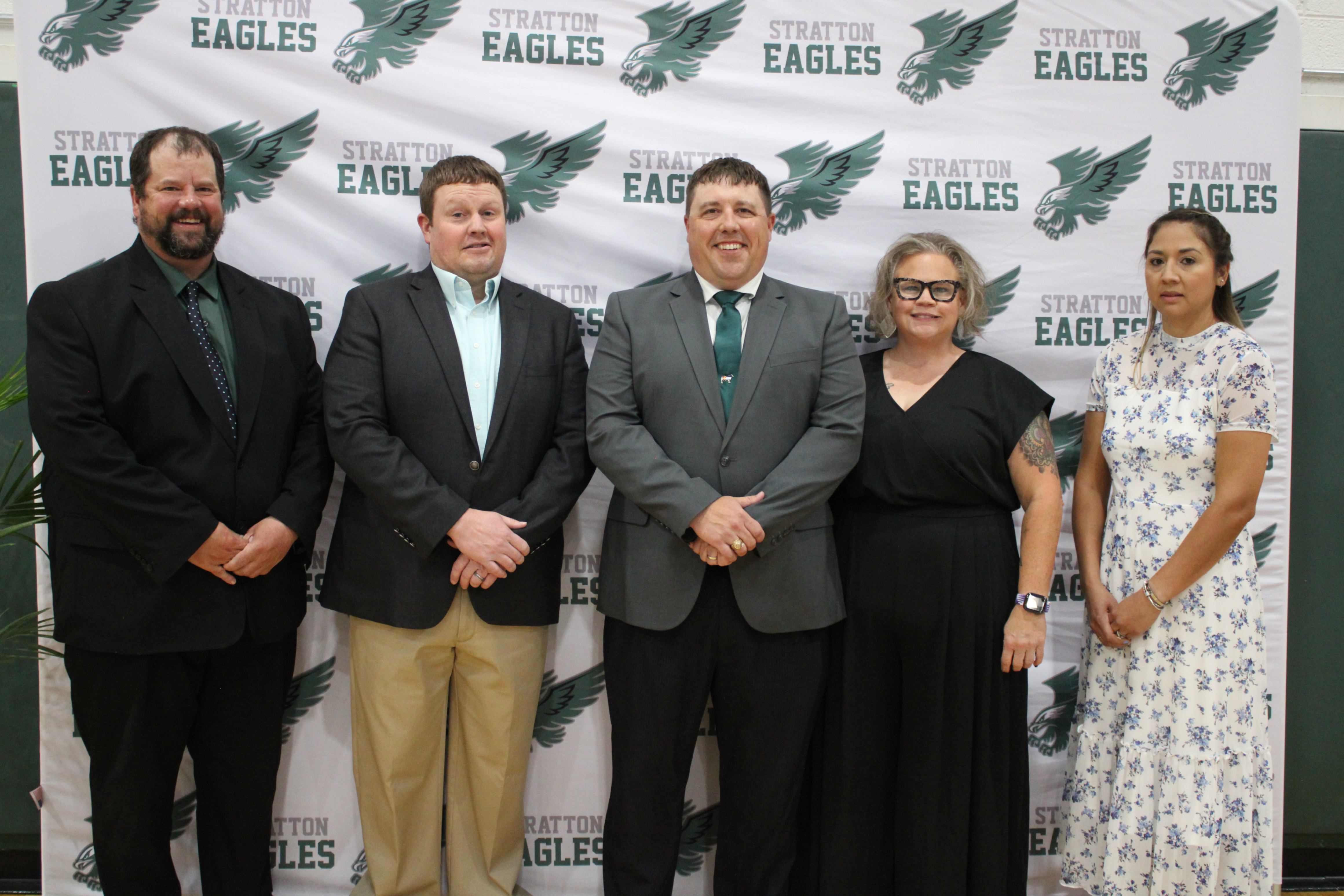 Stratton School Board Members Darren Hornung, Stacey Brown, Matt May, Phillip Jostes, and Christina Stephens