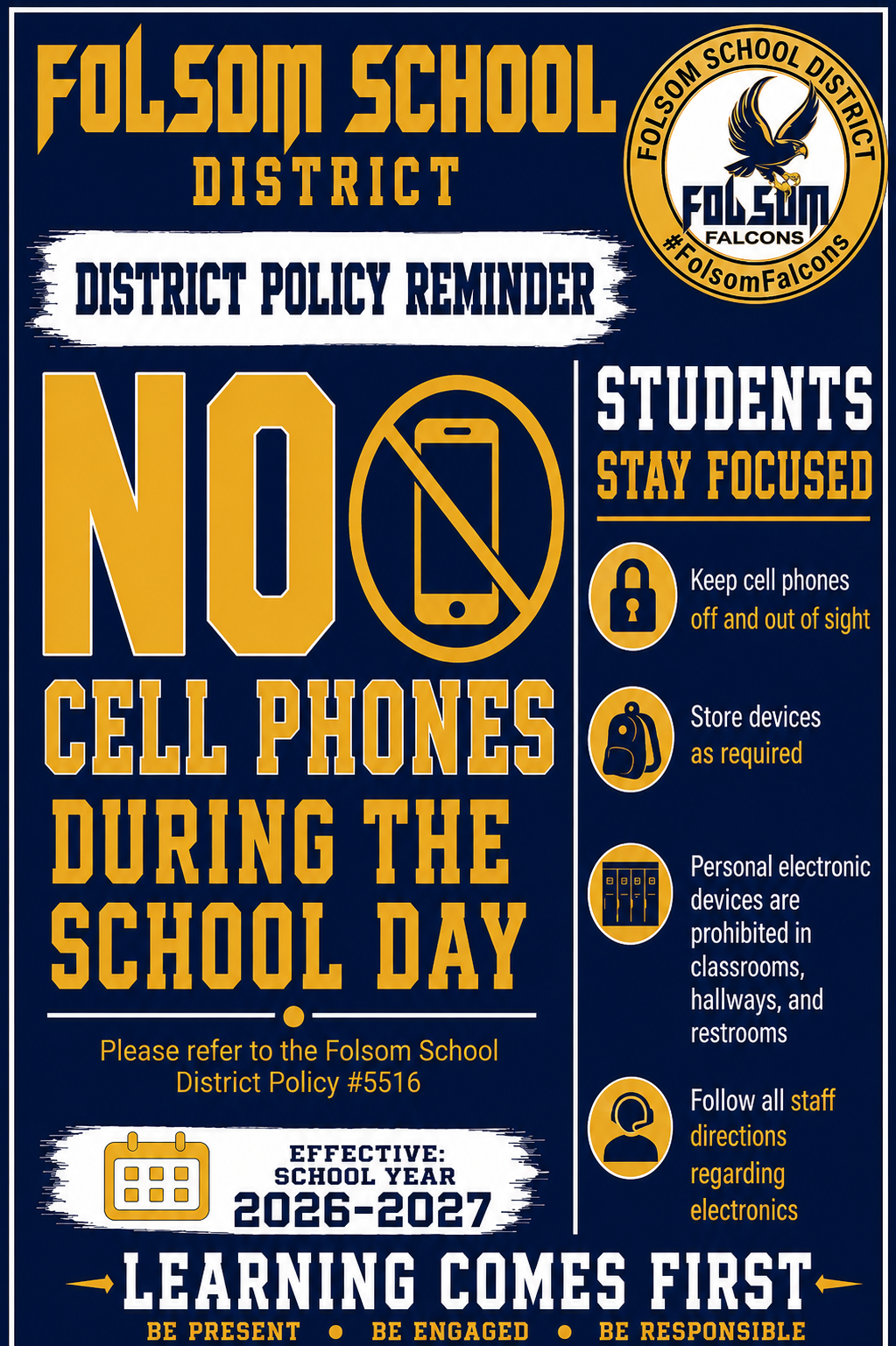 Click on link to read the Cell Phone Policy / Poster