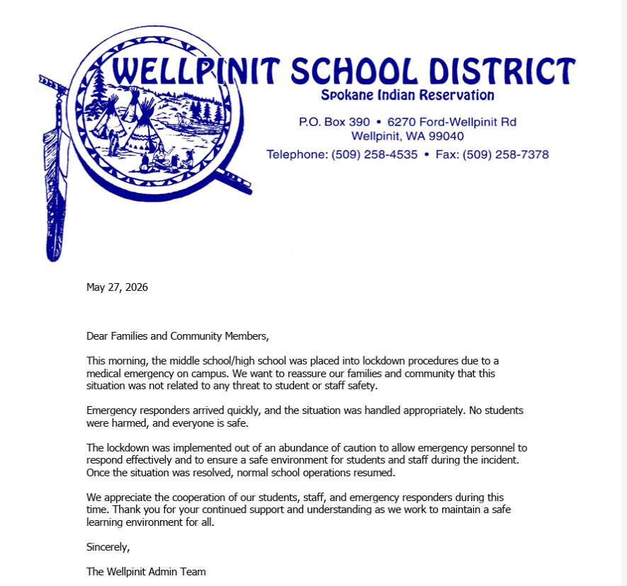 Letter explaining today's lock down 