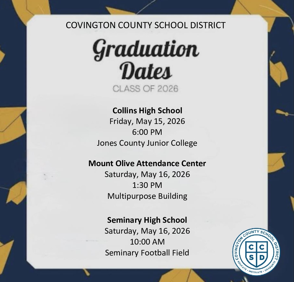 CCSD GRADUATION DATES