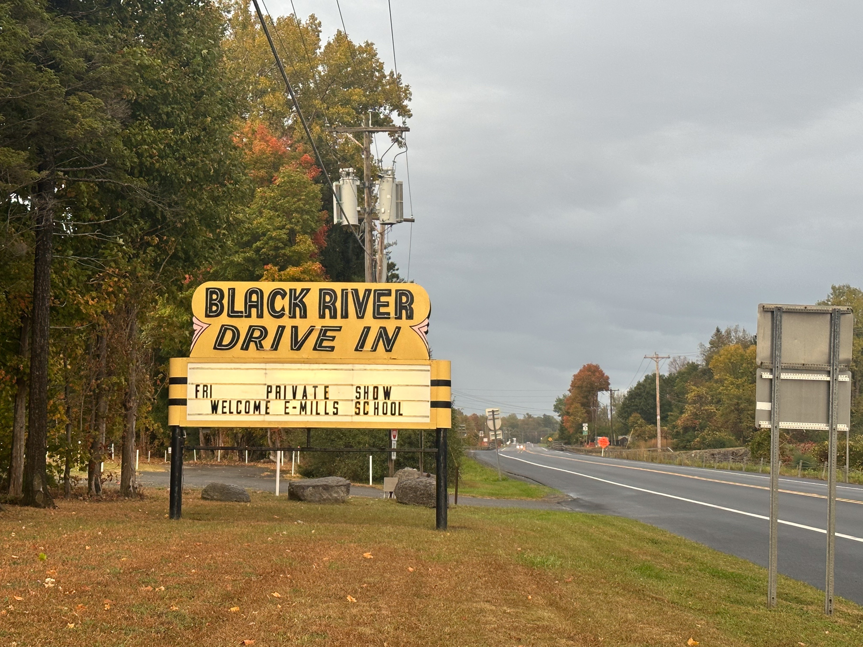Black River Drive In welcome EMPS sign