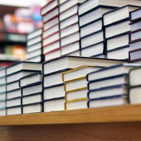 Books stacked on a table