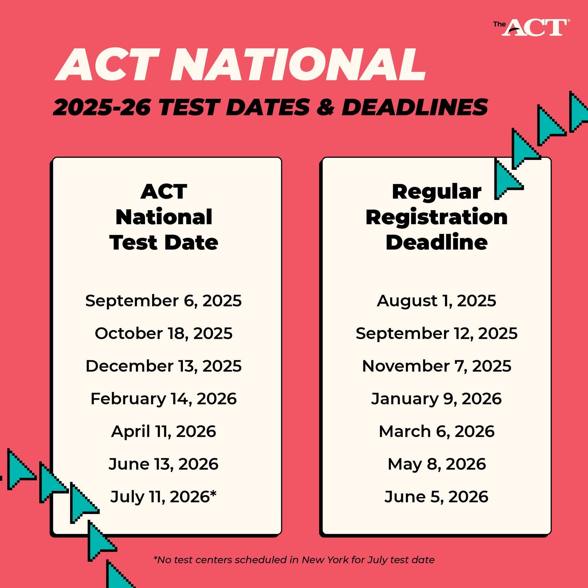 ACT 2025-2026 Test Dates