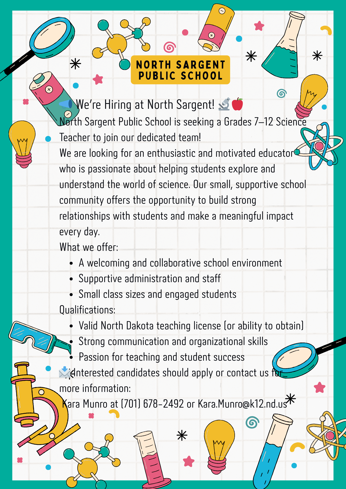 High School Science Teaching Position