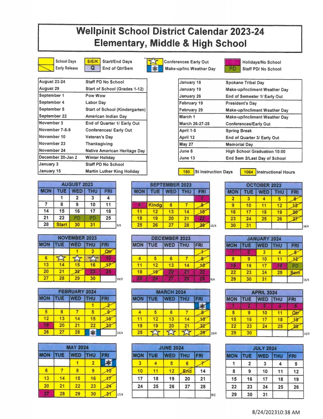 2023-2024 School Calendar
