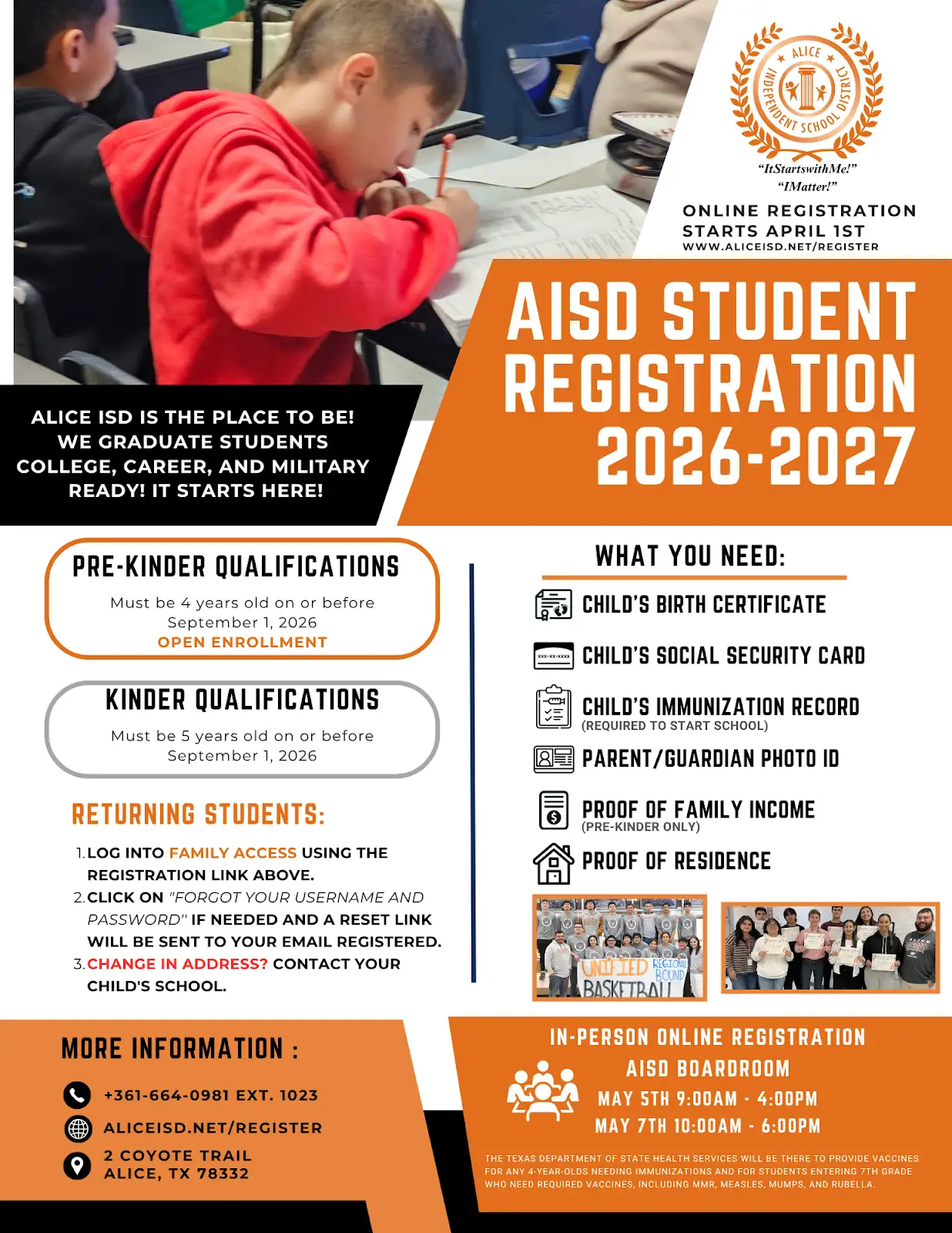 Pre K and Kinder registration