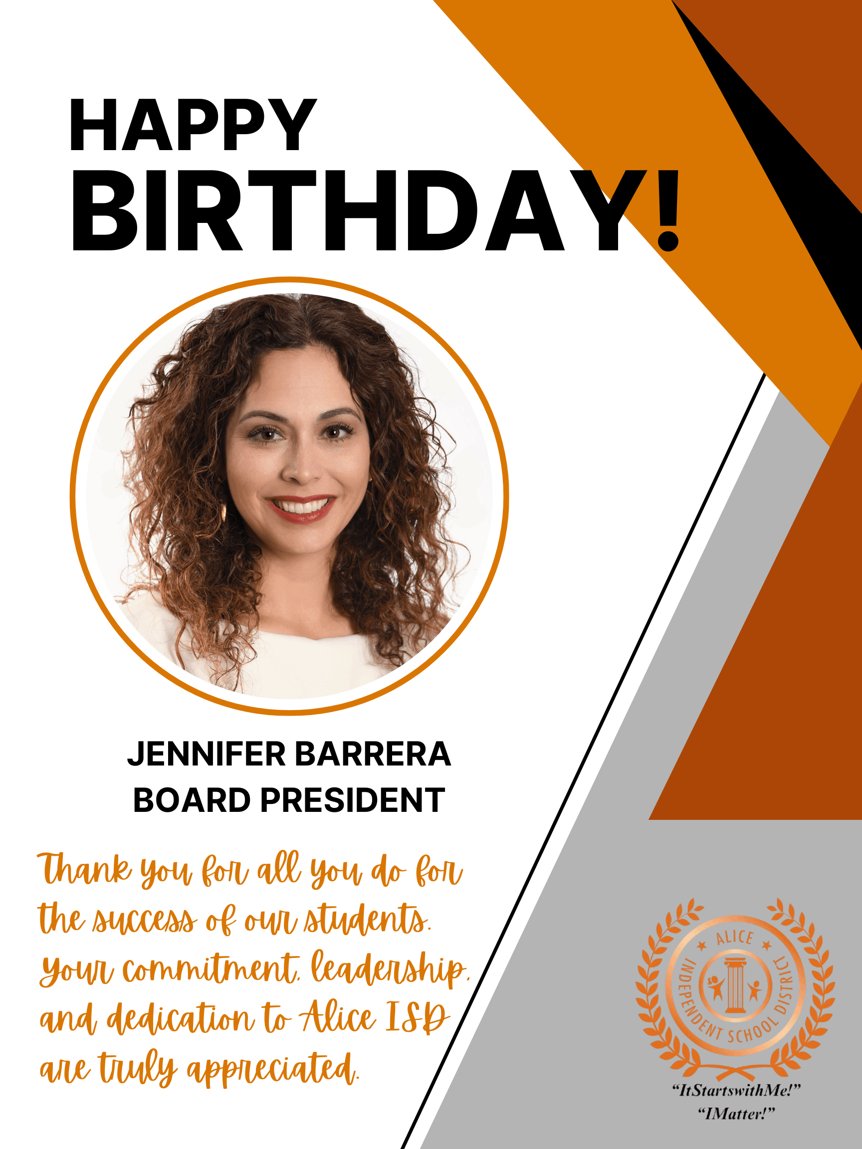 Board President Jennifer birthday wishes