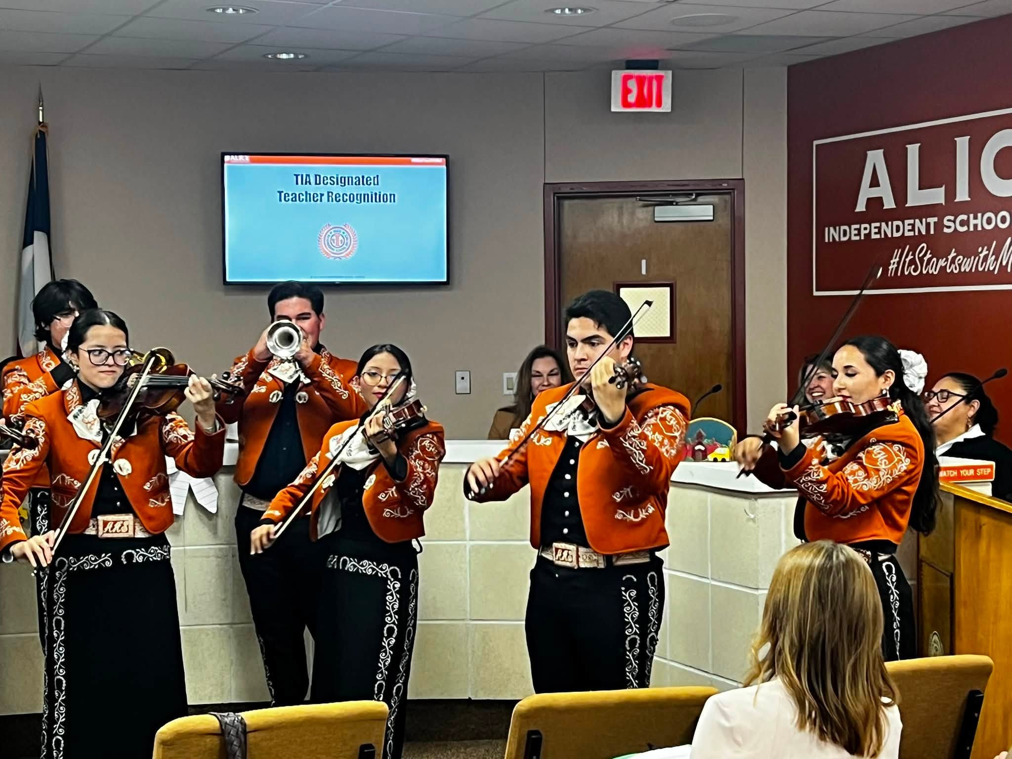 Mariachi performs at board meeting