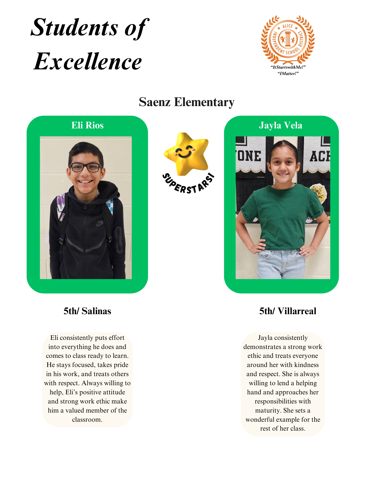 Saenz Student of Excellence