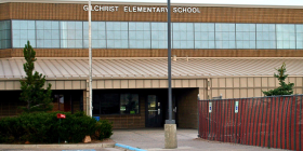 Gilchrist Elementary main entrance to use when entering during school hours
