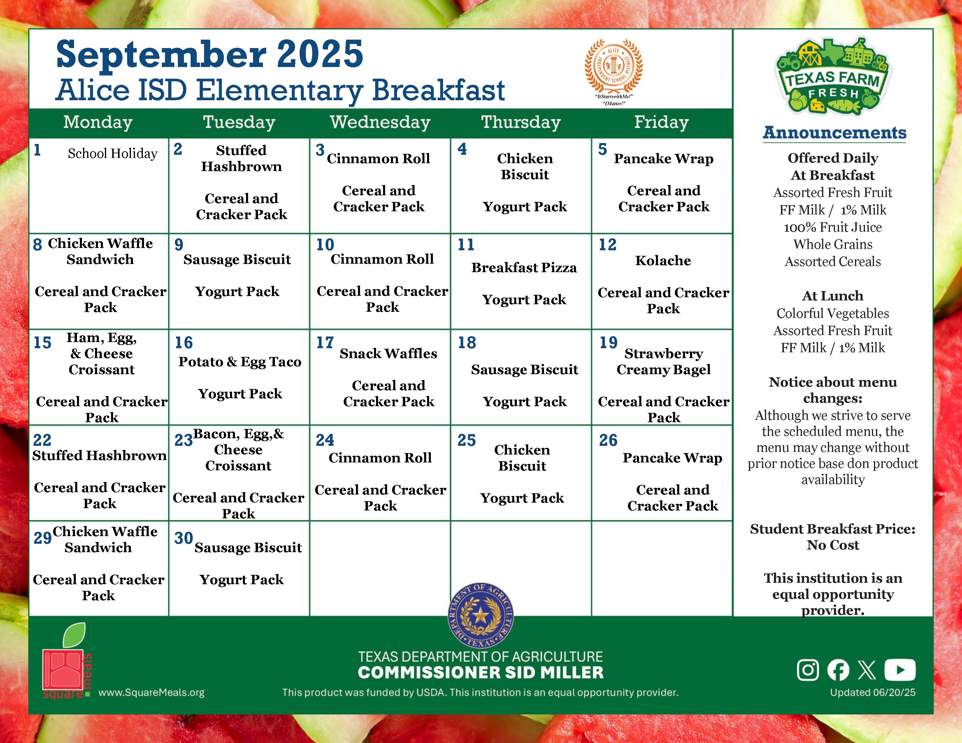 August Elementary Breakfast