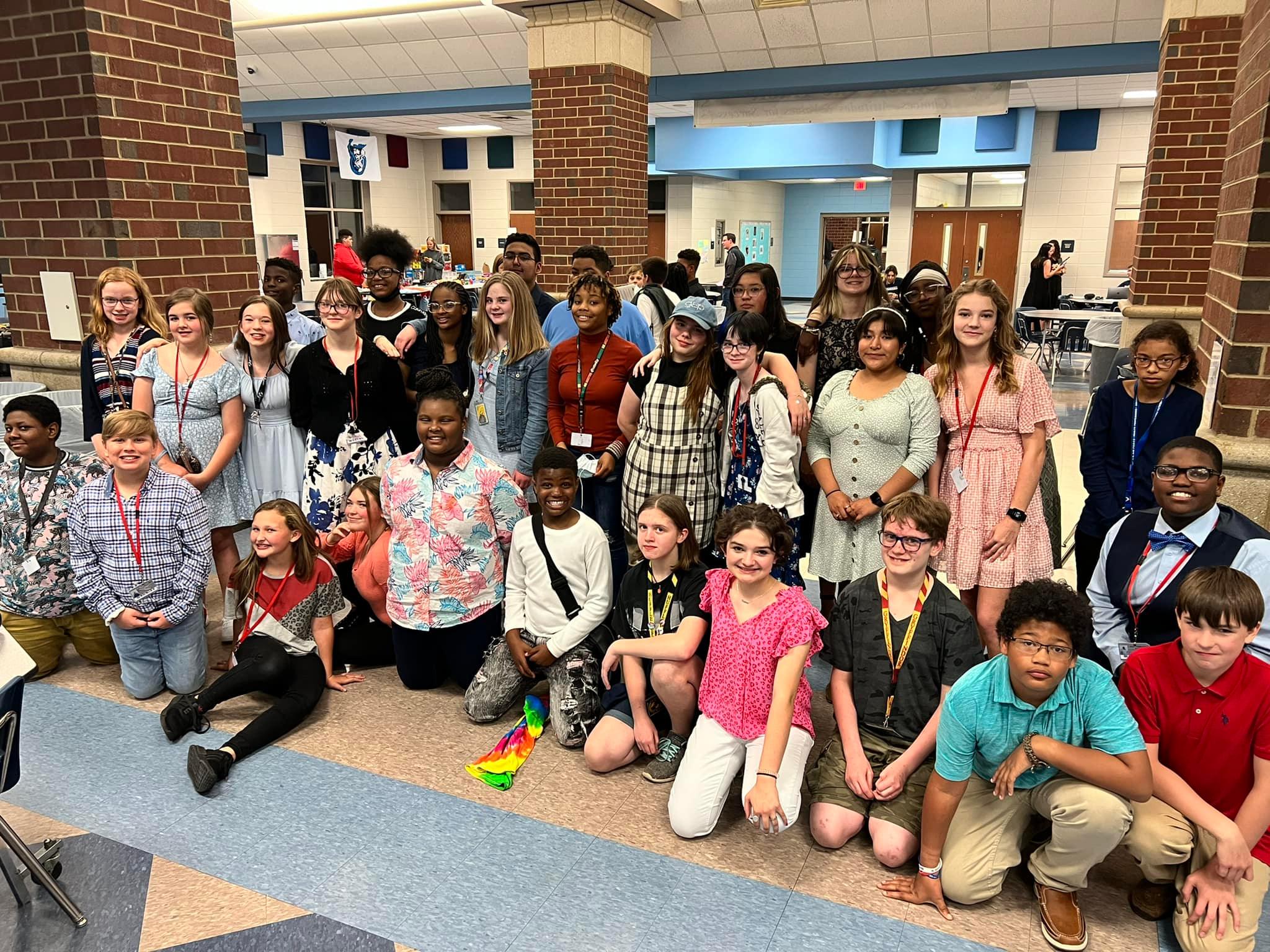 groups of middle school students