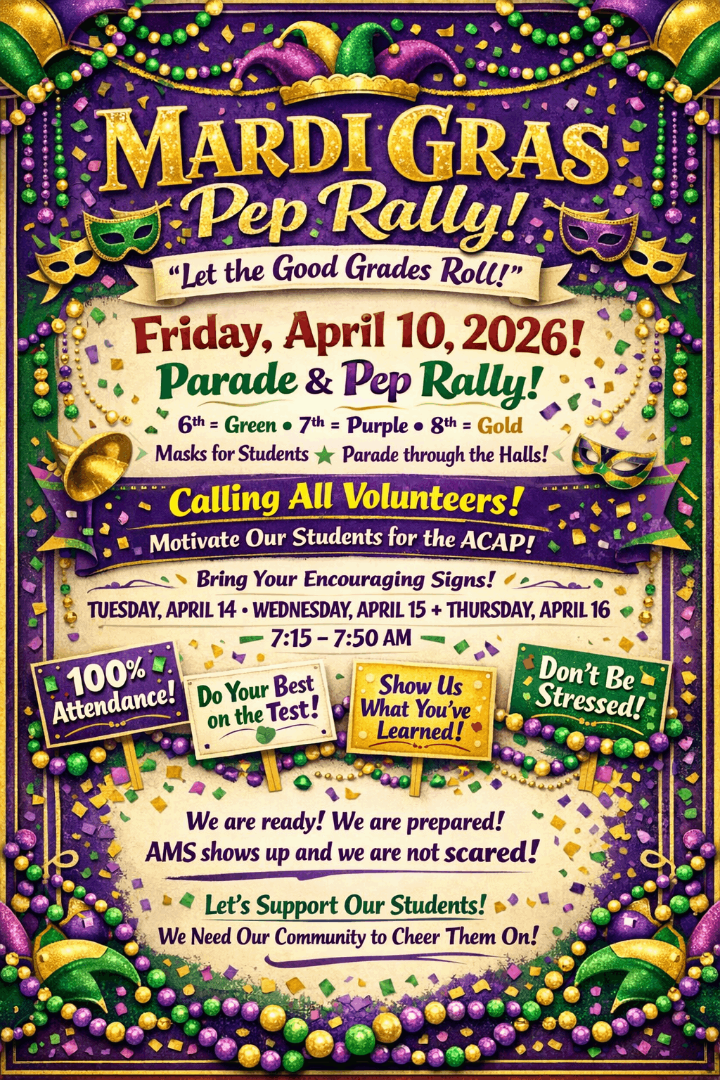 Invitation Flyer for the ACAP pep rally and parade