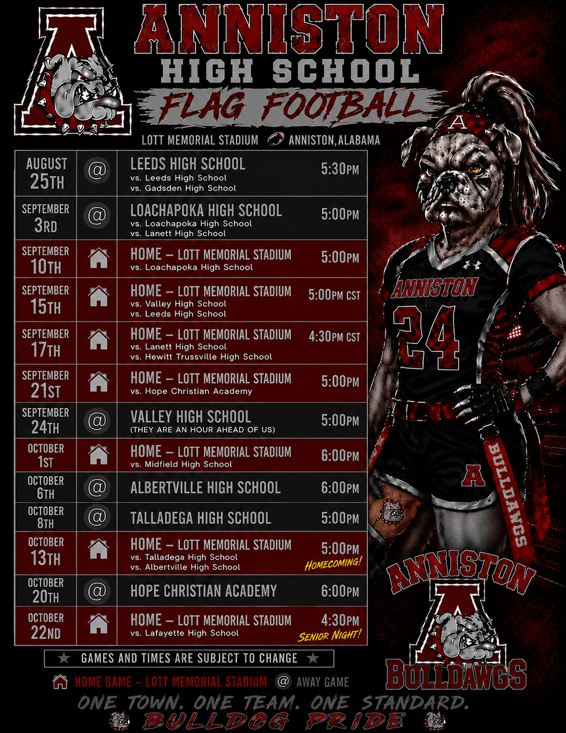 Flag Football Schedule