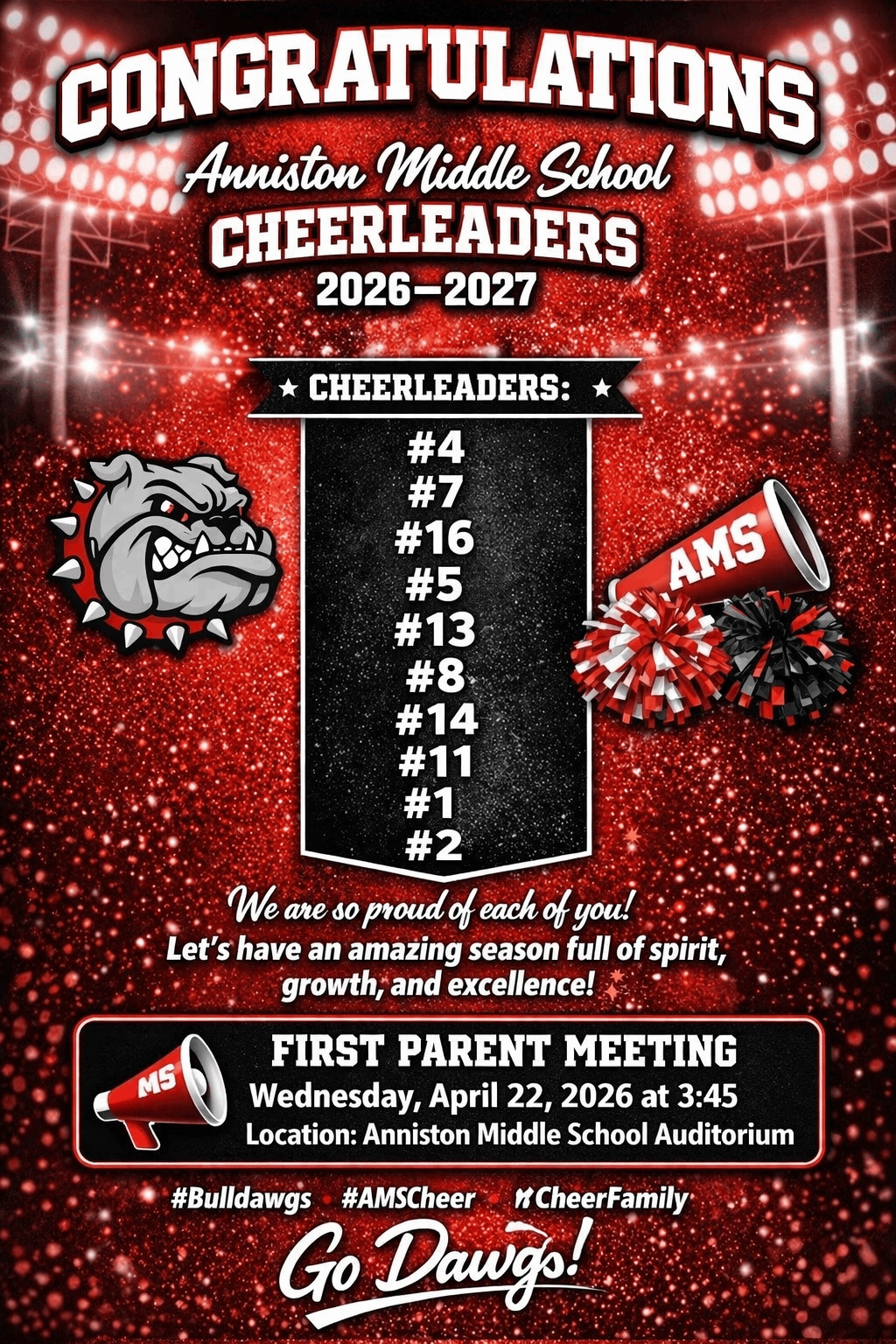1st Parent Meeting Flyer for New Cheer Squad