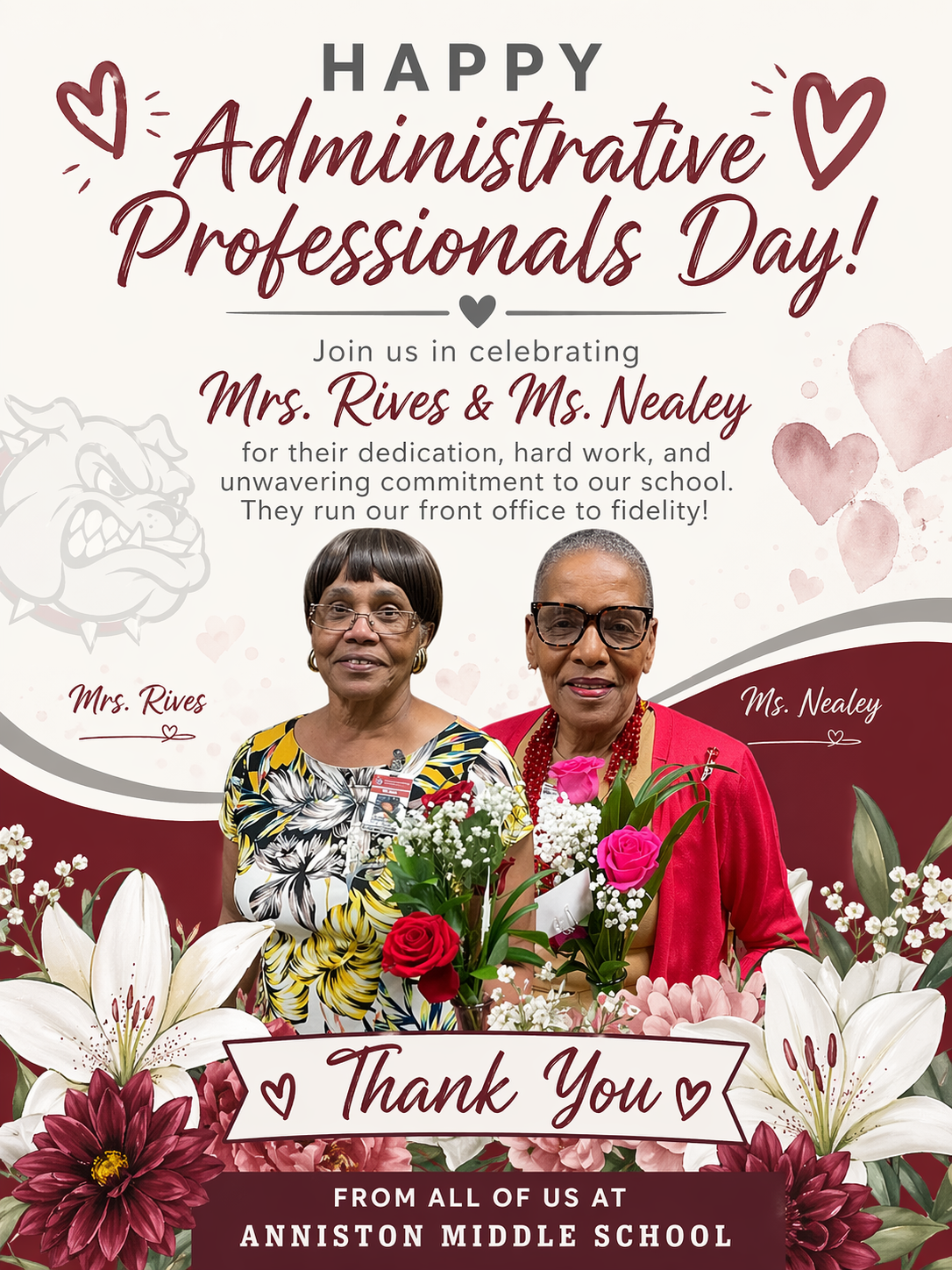 Pictures of our 2 admin professionals. 