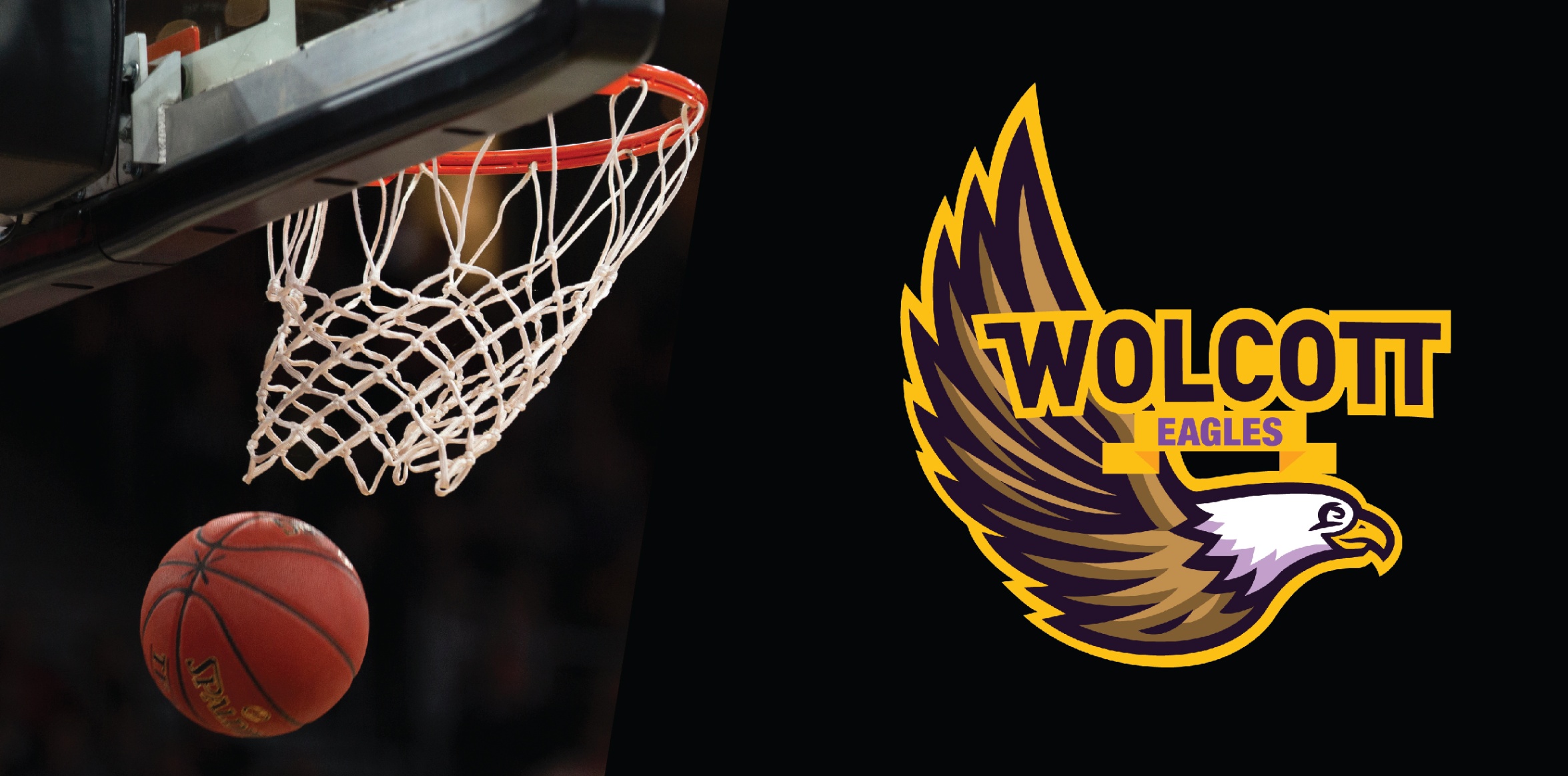 basketball hoop and Wolcott Eagles logo