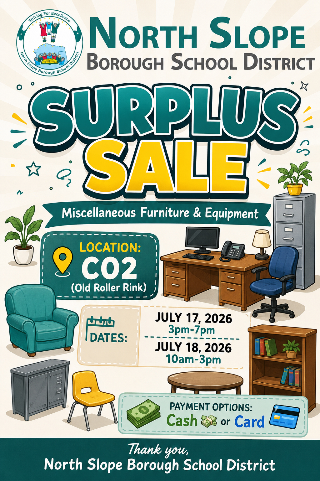 Poster for surplus sale information