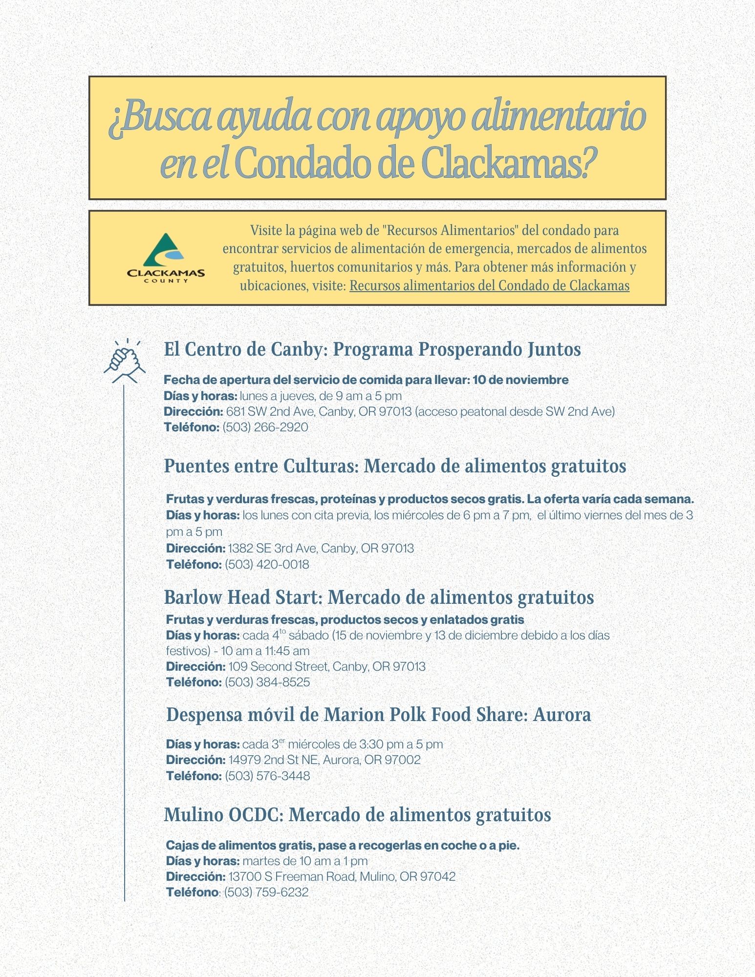 community food resources spanish page 1