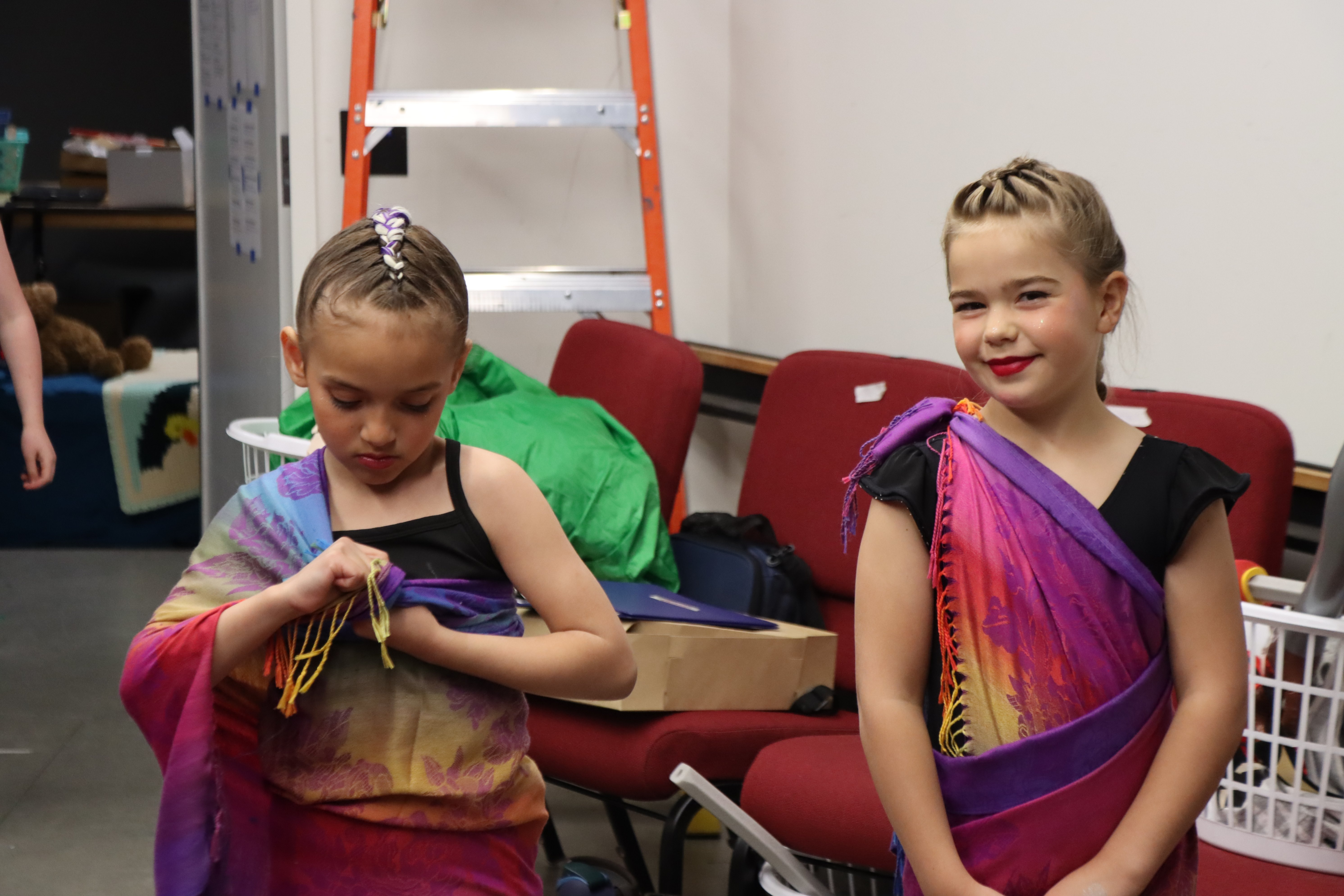 student actors backstage