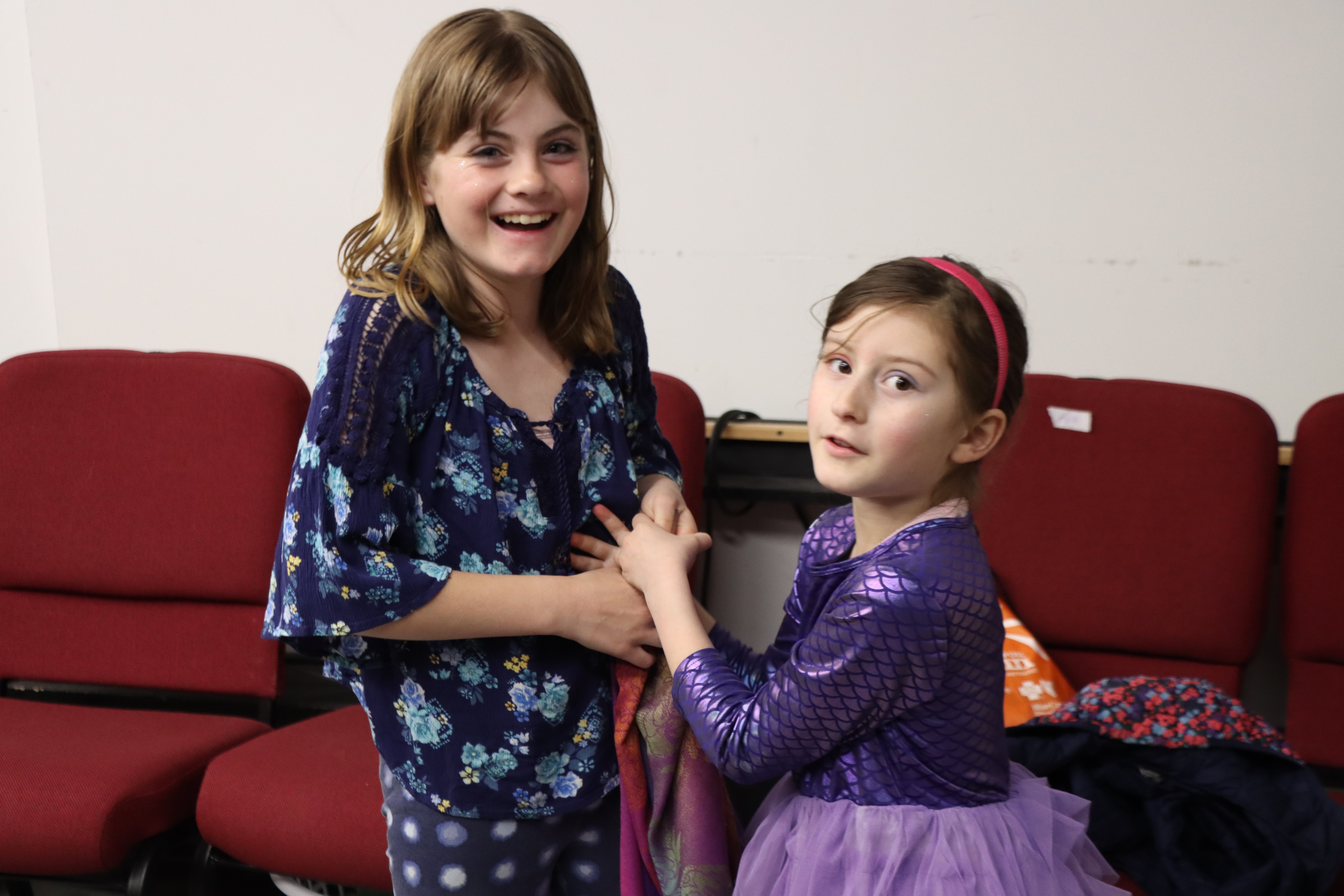 student actors backstage