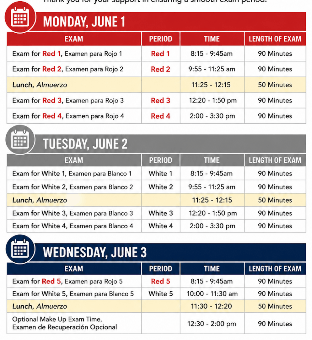 Finals Schedule