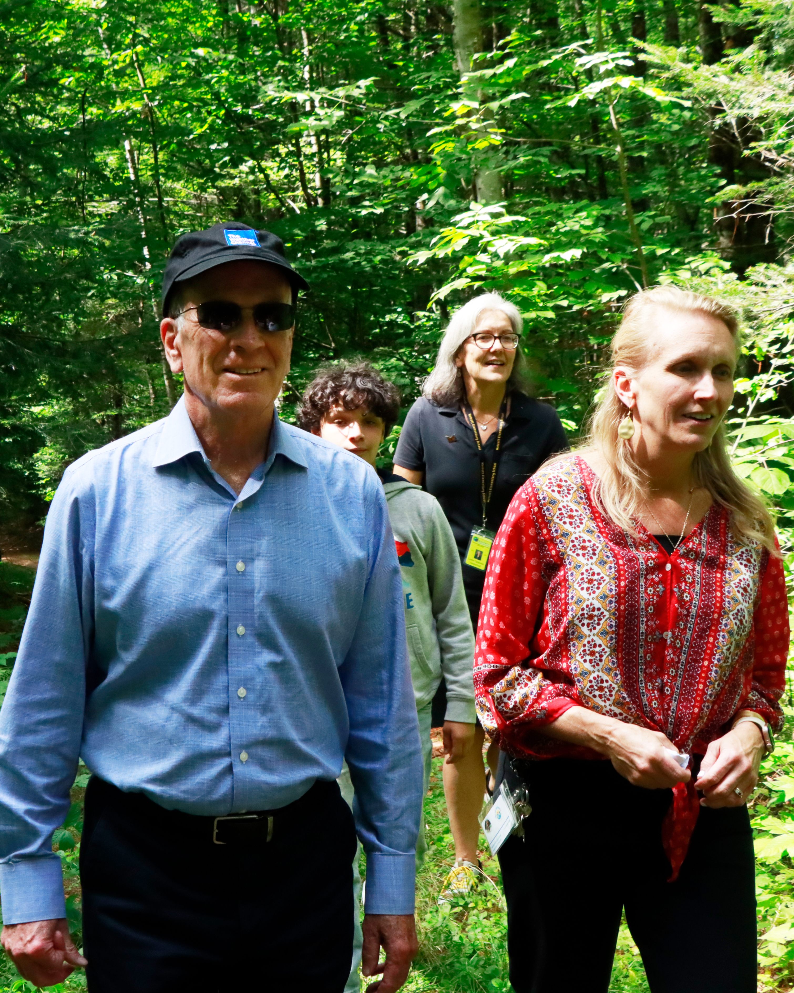 Senator Welch hiking with Principal Gascoyne and Leslie Carpenter