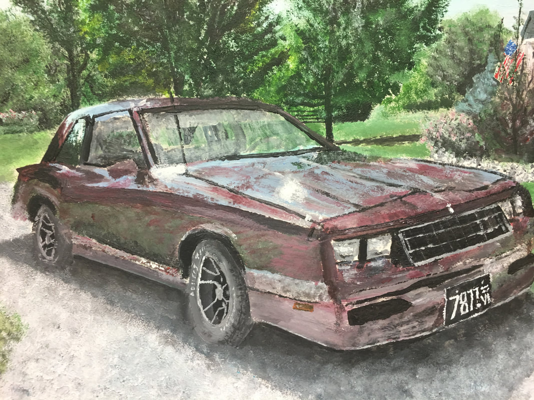 Realistic painting of an 80s car