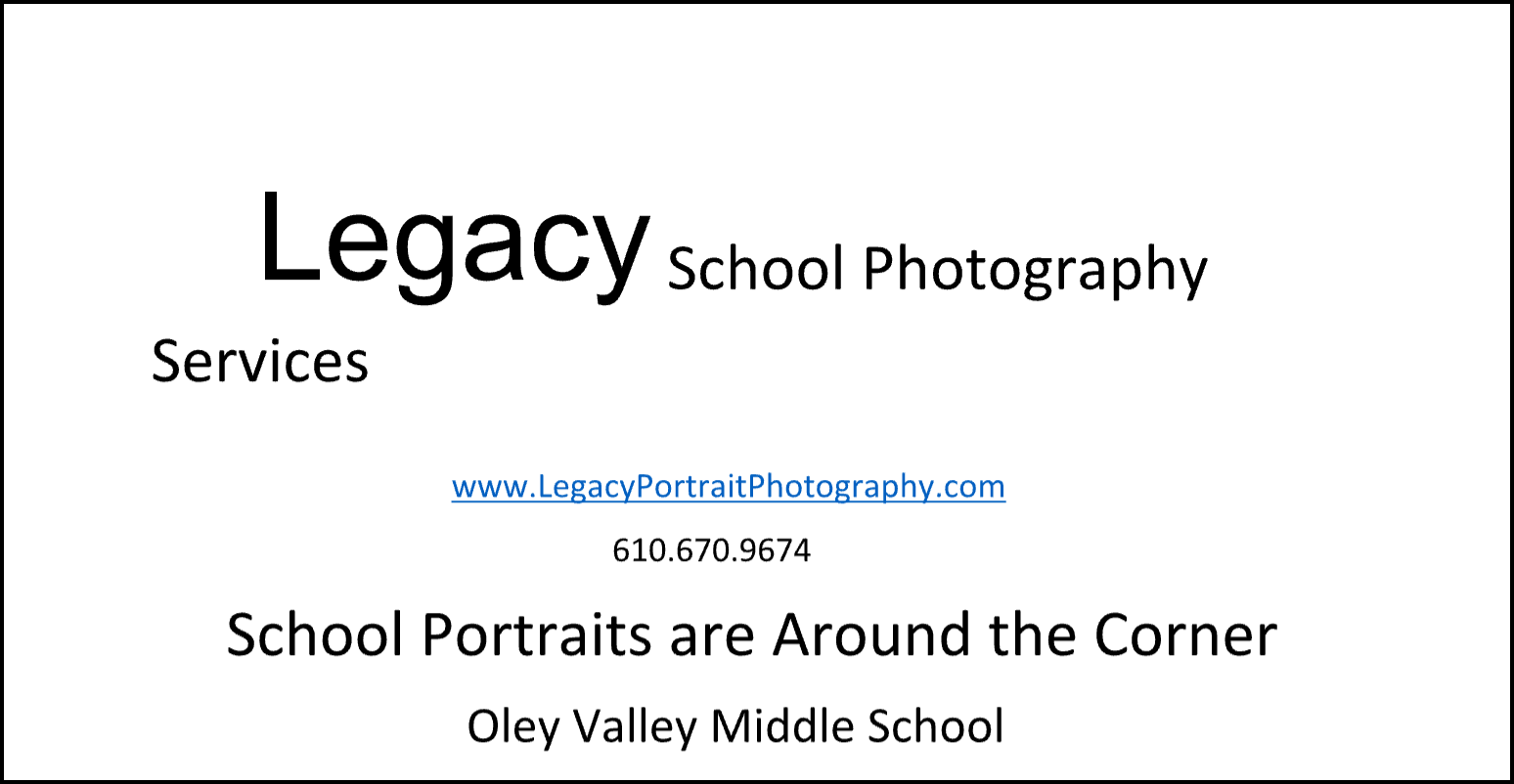 School Portraits - Sept 25th
