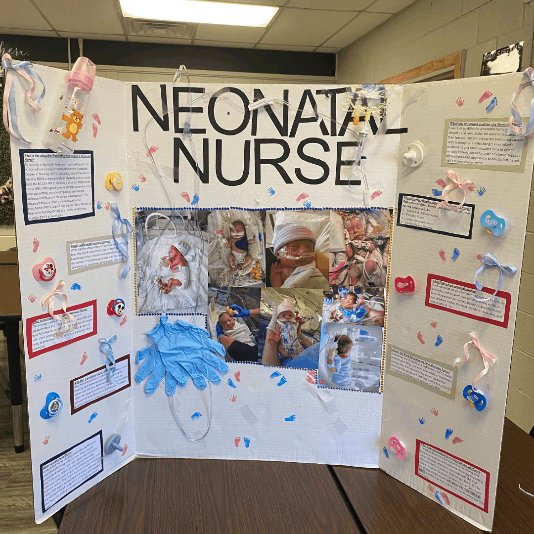 student career trifold featuring Neonatal Nurse info