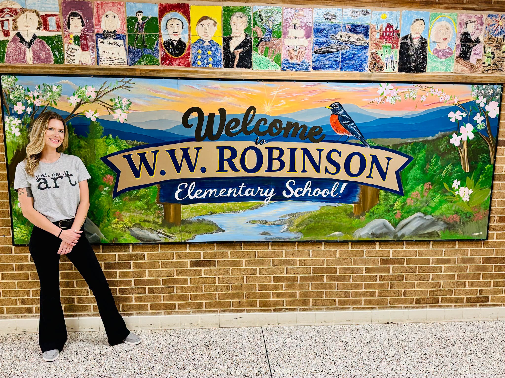 Local Artist Provides Scenic Murals for WWRES Hallways