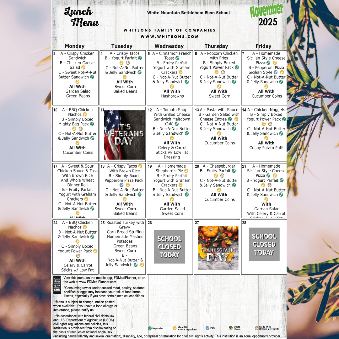 November Lunch Menu