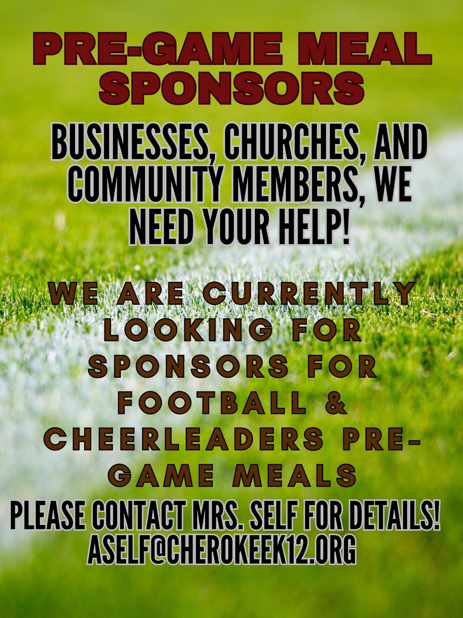 Pre-Game Meal Sponsors Flyer