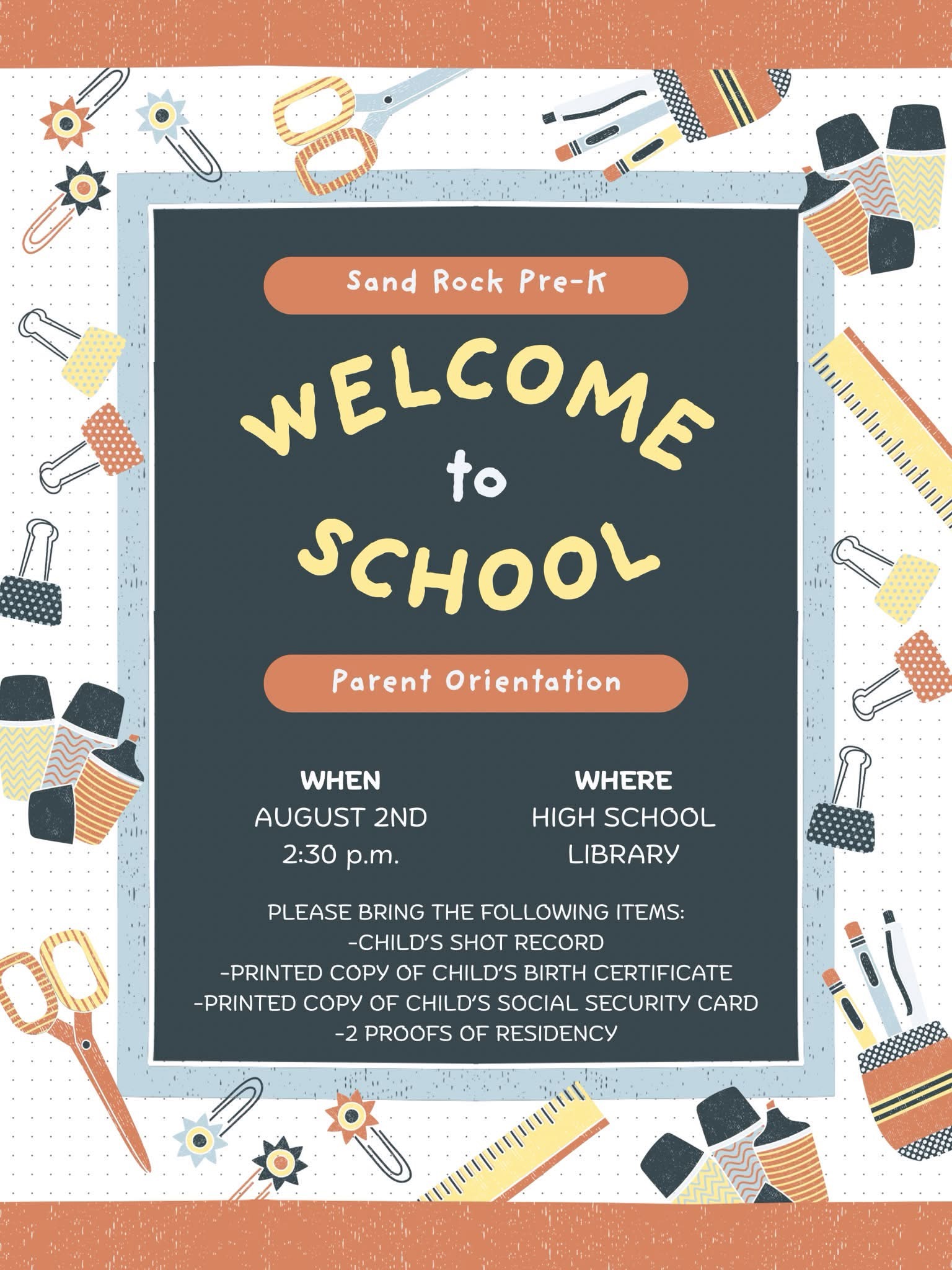 Pre-K Parent Orientation Flyer